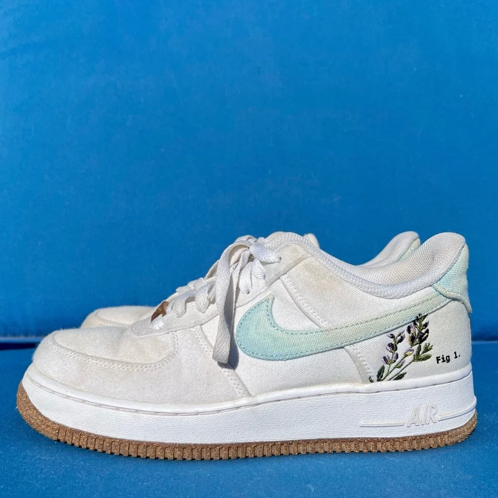 Nike Air Force 1 “Fig. 1 Indigo” Canvas Sneakers CZ0269-100 - Picture 9 of 13